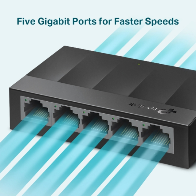 Switch Gigabit Ethernet TP-Link LS1005G | 5 Puertos a 10 / 100 / 1000 Mbps | Capacidad de Switcheo de 10 Gbit/s | No Administrable | Tecnología de Eficiencia Energética | LS1005G