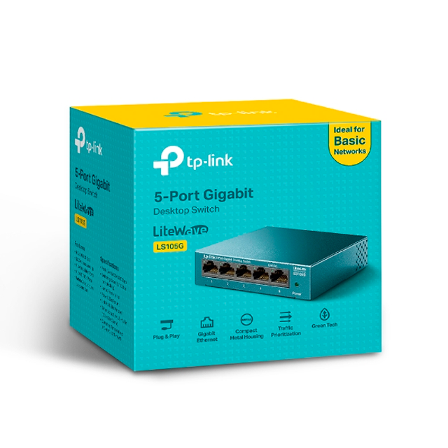 Switch Escritorio TP-Link | 5 Puertos Giga | Acero | Plug&Play | LS105G