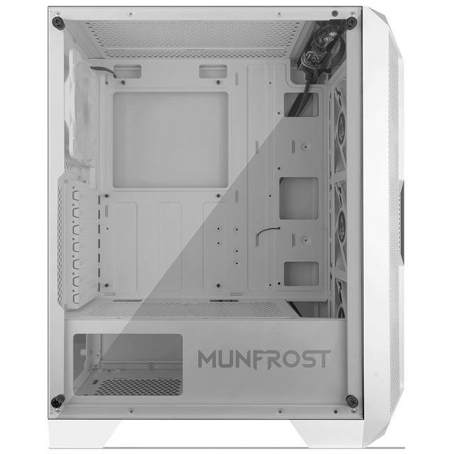 GABINETE MUNFROST LUFT BLANCO MESH CRISTAL TEMPLADO ATX 4 VENTILADORES ARGB CONTROLADOR