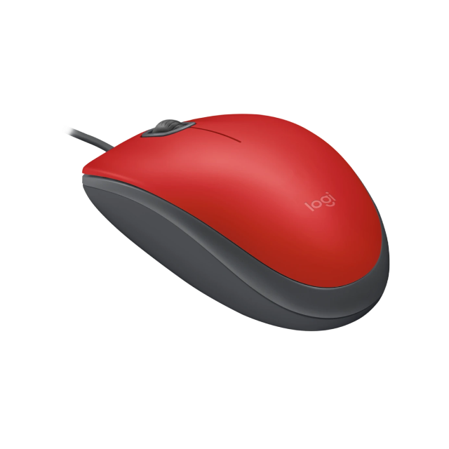 Mouse Alámbrico Logitech M110 Silent | Cable de 180cm | Seguimiento óptico | 1000 DPI | USB-A | Color Rojo |  910-006755