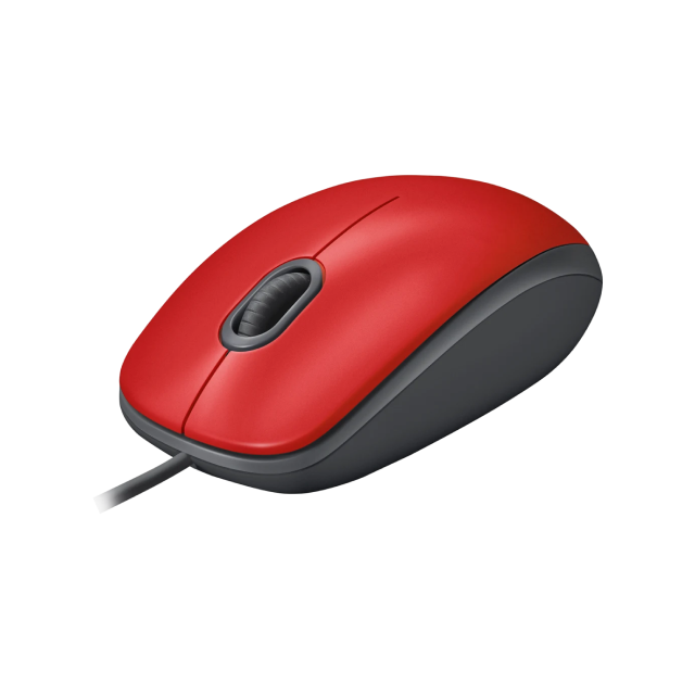 Mouse Alámbrico Logitech M110 Silent | Cable de 180cm | Seguimiento óptico | 1000 DPI | USB-A | Color Rojo |  910-006755