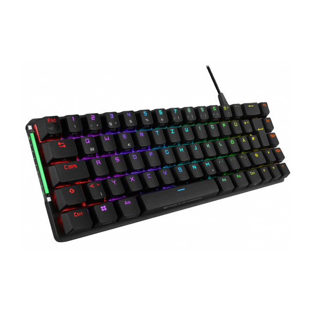 Teclado Gamer Mecánico Alámbrico ASUS ROG Falchion Ace | 65% | Switch ROG NX Red | Panel Táctil Interactivo | Conexión a PC USB-A | Dual USB-C para Conexión de 2 PCs | Inglés | RGB | Negro | M602 FALCHION ACE