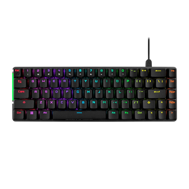 Teclado Gamer Mecánico Alámbrico ASUS ROG Falchion Ace | 65% | Switch ROG NX Red | Panel Táctil Interactivo | Conexión a PC USB-A | Dual USB-C para Conexión de 2 PCs | Inglés | RGB | Negro | M602 FALCHION ACE