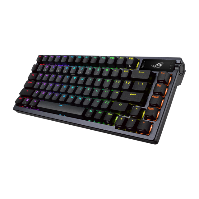 Teclado Gamer Mecánico Inalámbrico ASUS ROG Azoth | 75% | Switch ROG NX Red | Pantalla OLED de 2" y Control de 3 Vías | Conexión Trimodo 2.4 GHz / Bluetooth / Cable | Conexión a PC USB-A | Inglés | RGB | Negro | M701 ROG AZOTH/NX