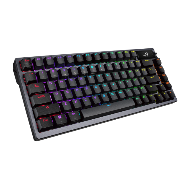 Teclado Gamer Mecánico Inalámbrico ASUS ROG Azoth | 75% | Switch ROG NX Red | Pantalla OLED de 2" y Control de 3 Vías | Conexión Trimodo 2.4 GHz / Bluetooth / Cable | Conexión a PC USB-A | Inglés | RGB | Negro | M701 ROG AZOTH/NX
