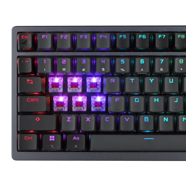 Teclado Gamer Mecánico Inalámbrico ASUS ROG Azoth | 75% | Switch ROG NX Red | Pantalla OLED de 2" y Control de 3 Vías | Conexión Trimodo 2.4 GHz / Bluetooth / Cable | Conexión a PC USB-A | Inglés | RGB | Negro | M701 ROG AZOTH/NX