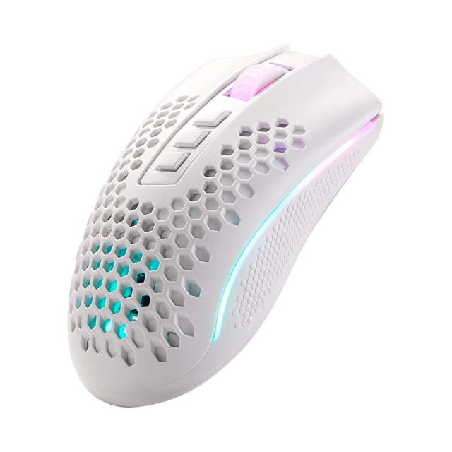 Mouse Gamer Inalámbrico Redragon Storm Pro M808-KS | 16000 DPI | Sensor Óptico Pixart PAW 3335 | 97 g | 8 Botones Programables | Hasta 36 Hrs de Batería | RGB | Blanco | M808-KS