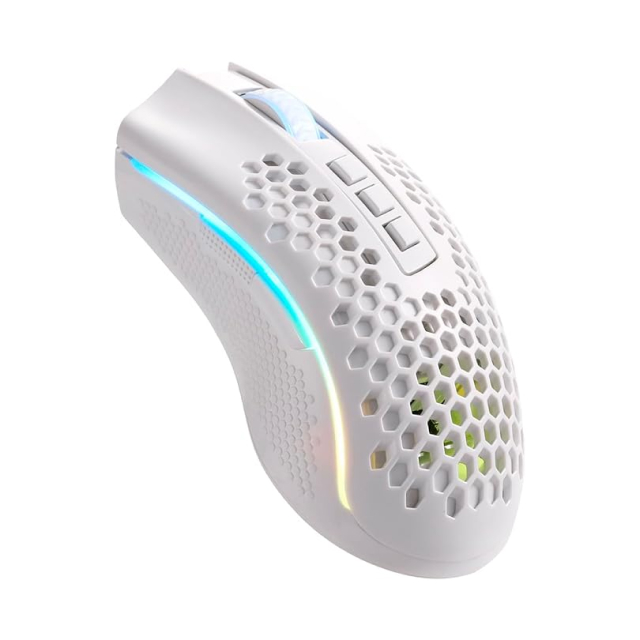 Mouse Gamer Inalámbrico Redragon Storm Pro M808-KS | 16000 DPI | Sensor Óptico Pixart PAW 3335 | 97 g | 8 Botones Programables | Hasta 36 Hrs de Batería | RGB | Blanco | M808-KS