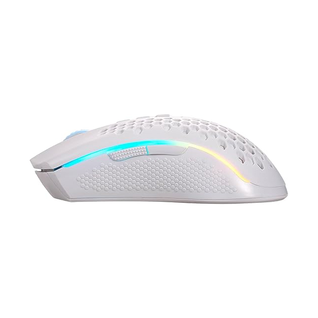 Mouse Gamer Inalámbrico Redragon Storm Pro M808-KS | 16000 DPI | Sensor Óptico Pixart PAW 3335 | 97 g | 8 Botones Programables | Hasta 36 Hrs de Batería | RGB | Blanco | M808-KS