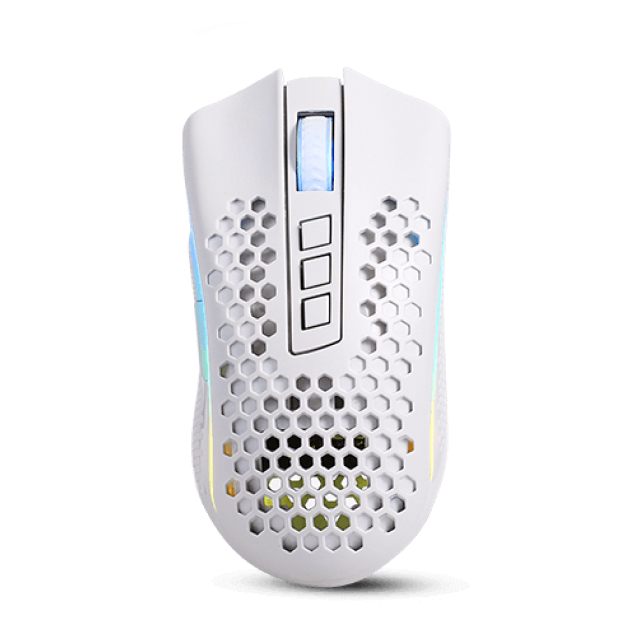 Mouse Gamer Inalámbrico Redragon Storm Pro M808-KS | 16000 DPI | Sensor Óptico Pixart PAW 3335 | 97 g | 8 Botones Programables | Hasta 36 Hrs de Batería | RGB | Blanco | M808-KS