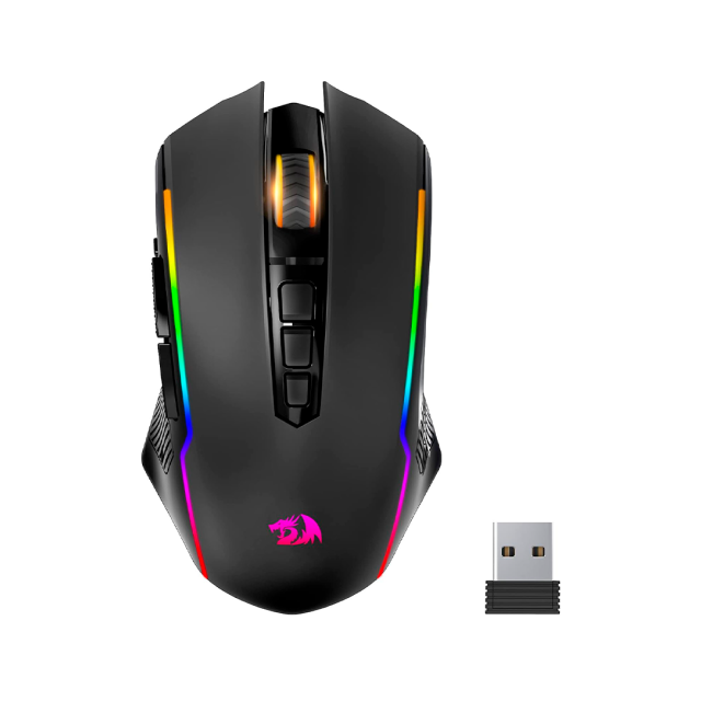 Mouse Gamer Inalámbrico Redragon RANGER LITE M910-KS | Hasta 8,000 DPI | 9 Botones Programables | 2.4GHz / Cable | RGB | Negro | M910-KS