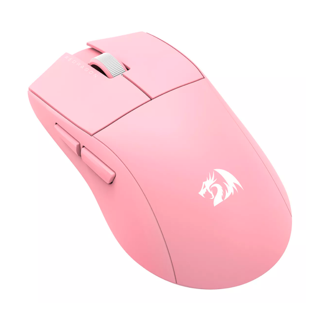 Mouse Gamer Inalámbrico Redragon K1NG PRO 1K | Switches Huano Blue Shell Blue Dot | Máx. 26000 DPI | Máx. 1000Hz | Sensor Óptico PixArt PAW3395 | 50g | 5 Botones Programables | 2.4GHz / Bluetooth / USB-A | RGB | Rosa | M916P-PRO-1K