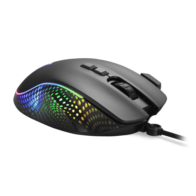 Mouse Gamer Alámbrico Sharkoon SHARK Force 3 | 400 a 12,800 DPI | Sensor Óptico A825 | 8 Botones | Conexión USB-A | RGB | Negro | M-FORCE3