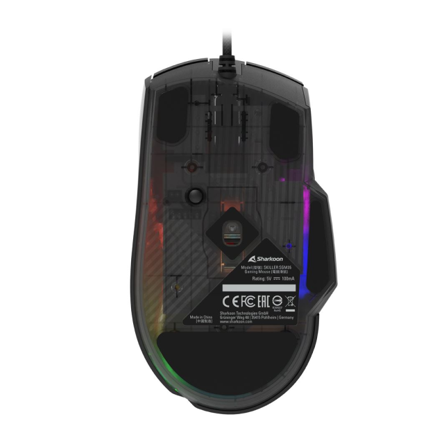 Mouse Gamer Alámbrico Sharkoon SKILLER SGM35 | 400 a 6,400 DPI | Sensor Óptico ATG4090 | 6 Botones | Conexión USB-A | RGB | Negro | M-SGM35W