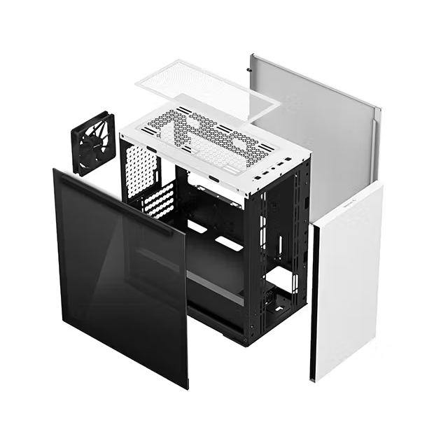 Gabinete DeepCool MACUBE 110 WH | Mini Torre | Micro-ATX / Mini-ITX | USB-A 3.0 | Incluye 1 Ventilador | Cristal Templado Magnético | Blanco | MACUBE 110 WH