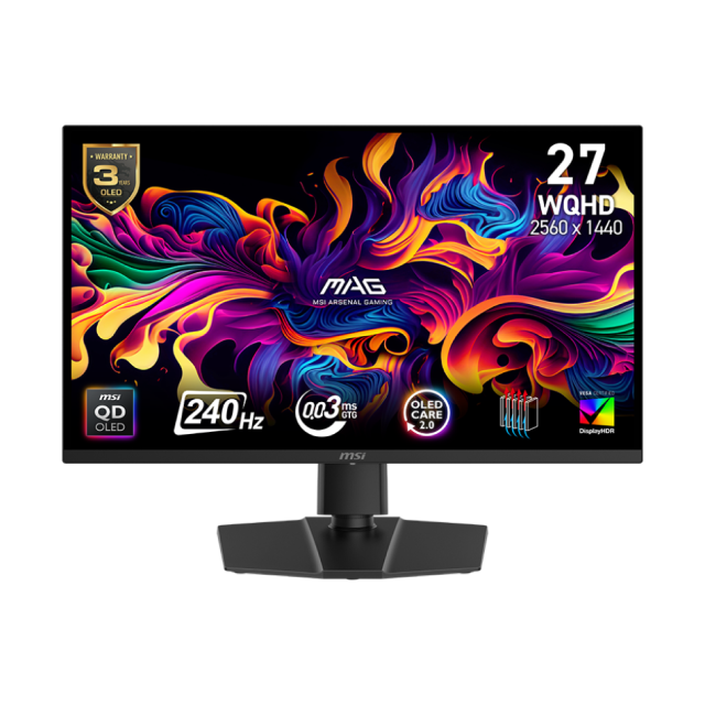 Monitor MSI MAG 271QP QD-OLED X24 | 26.5" | QD-OLED | 2560 x 1440 (WQHD) | 240Hz | 0.03ms (GTG) | Adaptive-Sync | MAG 271QP QD-OLED X24