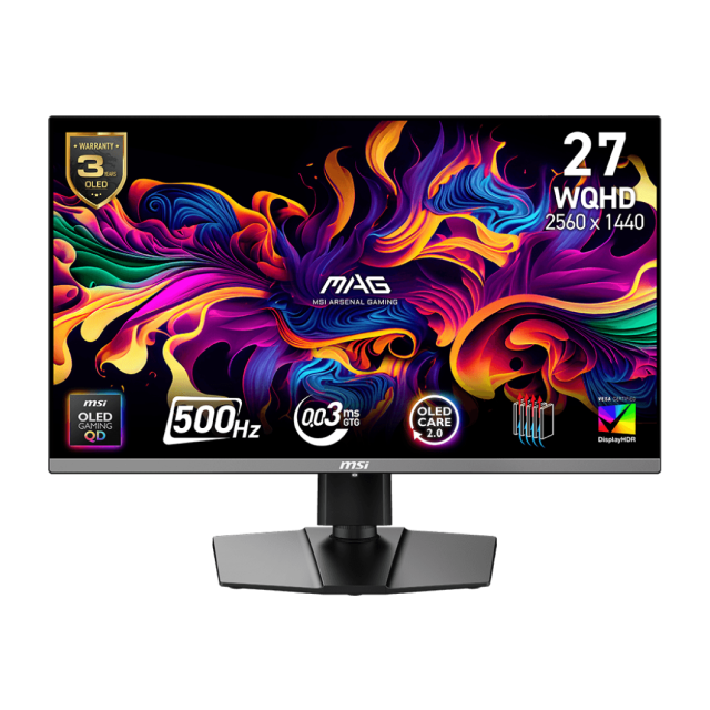 Monitor Gamer MSI MAG 272QP QD-OLED X50 | QD-OLED | 26.5" | 2560x1440 QHD | FreeSync | 500Hz | HDMI | DisplayPort | Negro | MAG 272QP QD-OLED X50