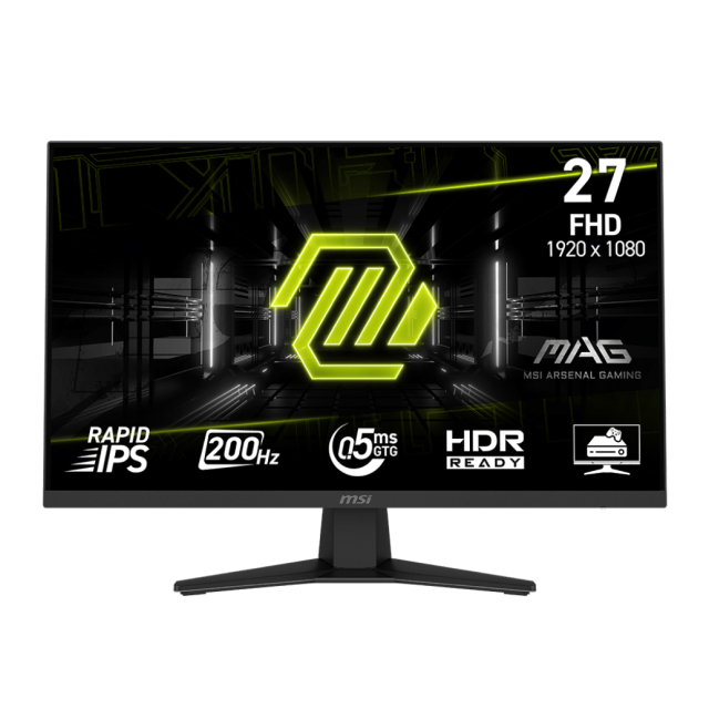 Monitor MSI MAG 274F | 27" | FHD | 1920 x 1080 (Rapid IPS) | 200 Hz | 0.5 ms (GTG) | Adaptive Sync / HDR | HDMI / DisplayPort | Negro | MAG 274F