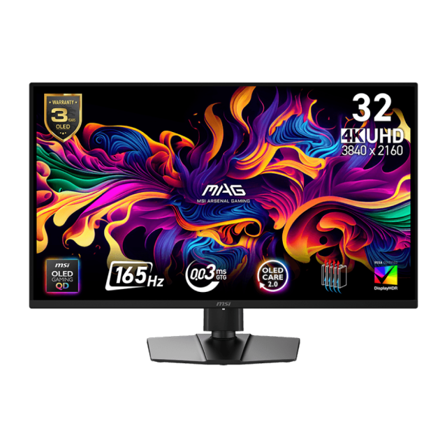 Monitor Gamer MSI MAG 322UP QD-OLED E16 | QD-OLED | 32" | 3840x2160 4K Ultra HD | FreeSync | 165Hz | HDMI | DisplayPort | Negro | MAG 322UP QD-OLED E16