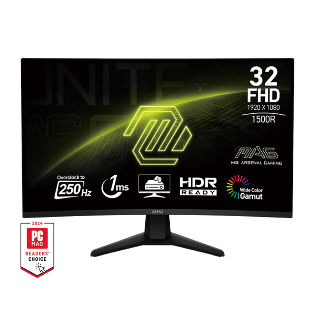 Monitor Gamer Curvo MSI MAG 32C6X | 31.5" | 1920 x 1080 (FHD) | VA | Hasta 250Hz (OC) | 1ms (MPRT) | 1500R | HDR Ready / Adaptive Sync | HDMI 2.0 / DisplayPort 1.4 / Jack 3.5mm | Negro | MAG 32C6X