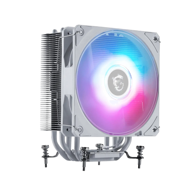 Disipador de Aire MSI MAG COREFROZR AA13 | 1 Ventilador de 120 mm | 510 a 2070 RPM | Hasta 30.11 dBA | AM5 / AM4 | LGA1851 / 1700 | ARGB | Blanco | MAG COREFROZR AA13 WHITE