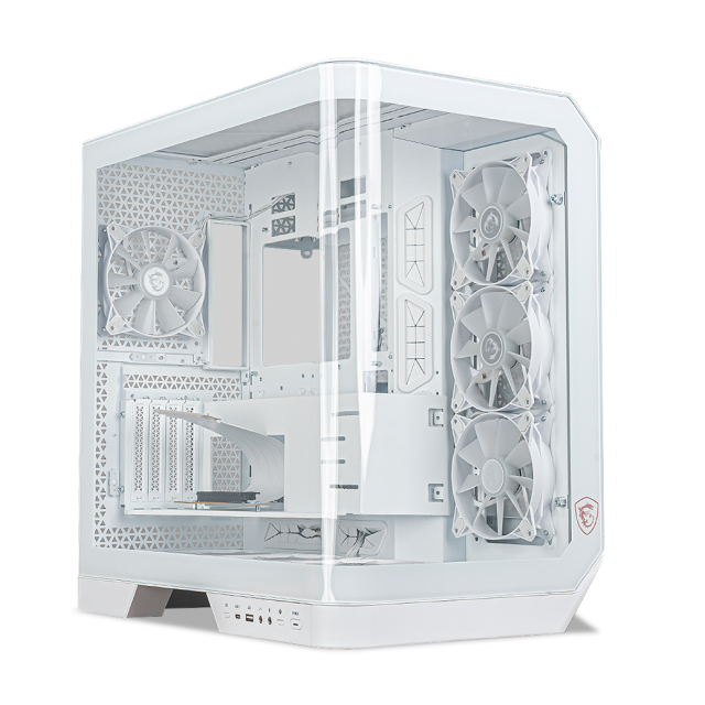 Gabinete MSI MAG PANO 120R PZ | Media Torre | E-ATX / ATX / M-ATX / Mini-ITX | Back Connect | USB-C 3.2 / USB-A 3.2 | Incluye 7 Ventiladores ARGB | Cristal Templado Panorámico Curvo | Solo GPU Vertical | Blanco | MAG PANO 120R PZ WH