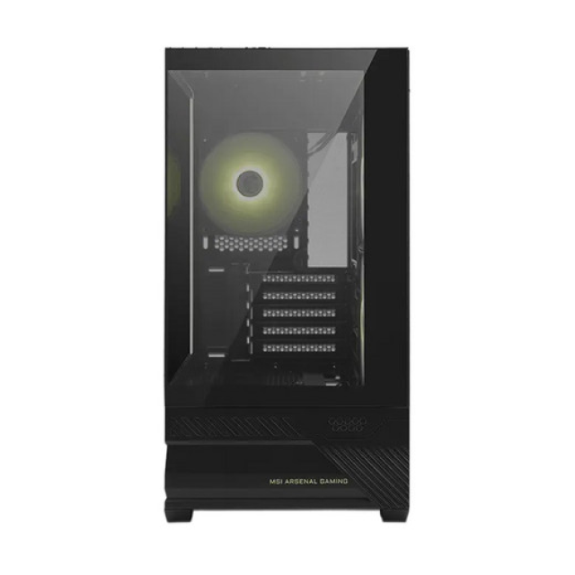 Gabinete MSI MAG PANO M110R | Mini Torre | Micro-ATX / Mini-ITX | 1 x USB-A / 1 x USB-C | Incluye 3 Ventiladores ARGB | Cristal Templado Panorámico | Negro | MAG PANO M110R