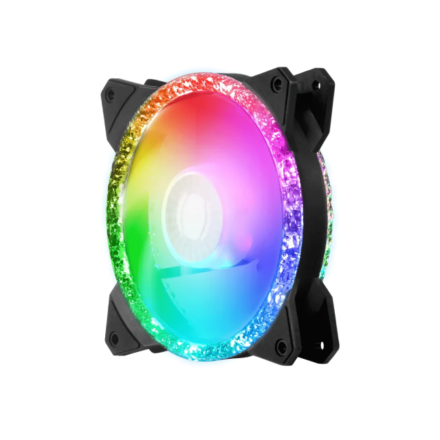 Ventilador CoolerMaster Masterfan MF120 Prismatic | 650-2000 RPM | 8 - 27 dBA | 4-Pin (PWM) | 3-Pin ARGB | MFY-B2DN-20NPA-R1