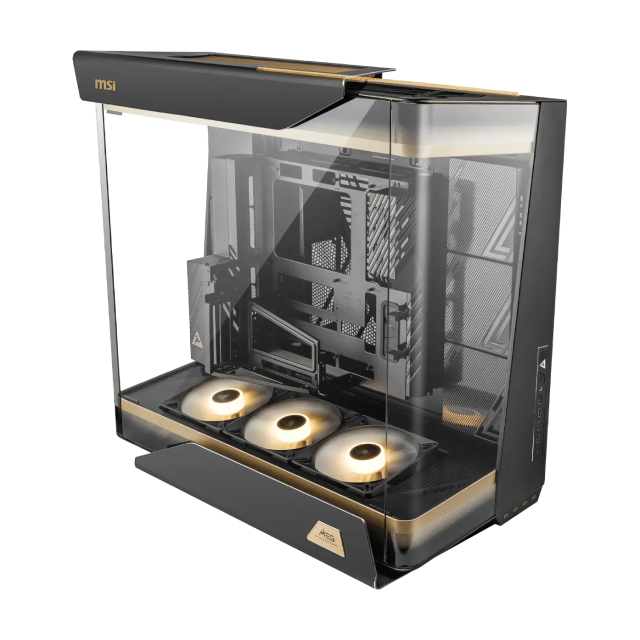 Gabinete MSI MEG MAESTRO 900R | Torre Completa | E-ATX / ATX / Micro-ATX / Mini-ITX | 4 x USB-A / 5 x USB-C | Incluye 3 Ventiladores ARGB | Cristal Templado Panorámico 3 Lados | Bandeja Giratoria Desmontable para Tarjeta Madre | Negro | MEG MAESTRO 900R