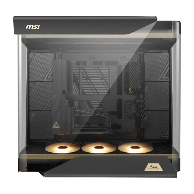 Gabinete MSI MEG MAESTRO 900R | Torre Completa | E-ATX / ATX / Micro-ATX / Mini-ITX | 4 x USB-A / 5 x USB-C | Incluye 3 Ventiladores ARGB | Cristal Templado Panorámico 3 Lados | Bandeja Giratoria Desmontable para Tarjeta Madre | Negro | MEG MAESTRO 900R