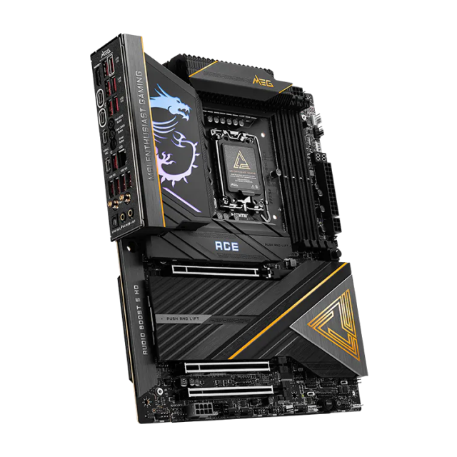 Sobre Pedido | Tarjeta Madre MSI MEG Z890 ACE | ATX | Socket LGA 1851 | Chipset Intel Z890 | 4 x DDR5 (Hasta 256GB) | 1 x HDMI / 2 x USB-C | Wi-Fi 7 | Bluetooth 5.4 | RGB | Negro | MEG Z890 ACE