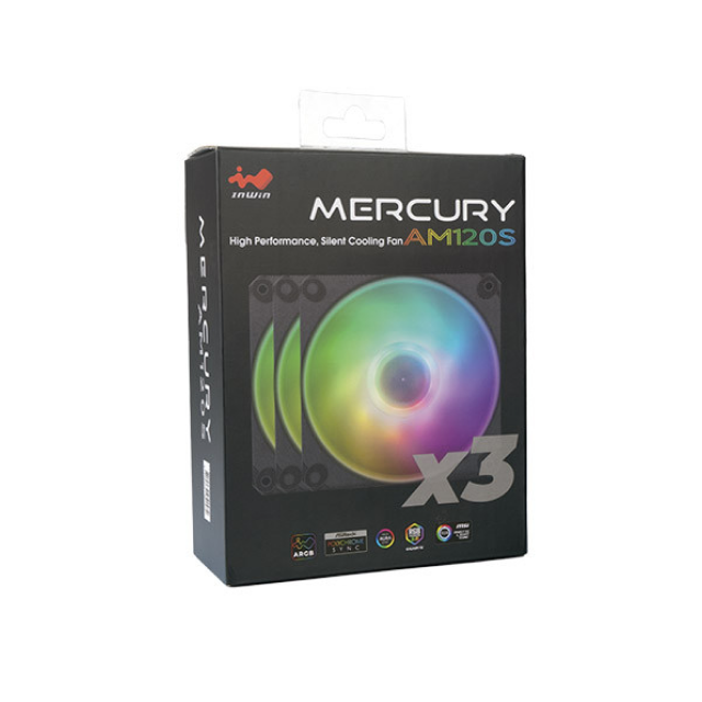 Kit de 3 Ventiladores InWin Mercury AM120S | 120mm x 3| 400 - 2000 RPM | 17 - 29 dB(A) | RGB | AM120S