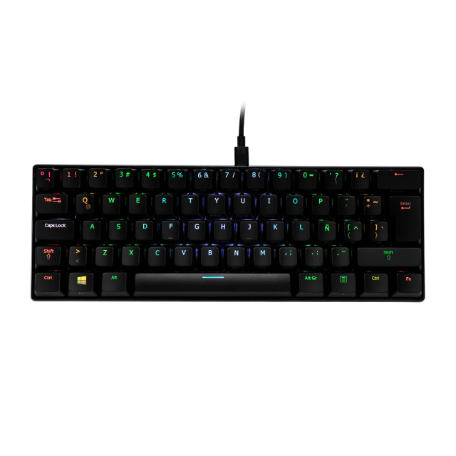 Teclado Alámbrico Mecánico VSG Mintaka | 60% / 62 Teclas | Switch Kaihl Azul | RGB | Español | Color Negro | VG-KM981-BLK-BLUE