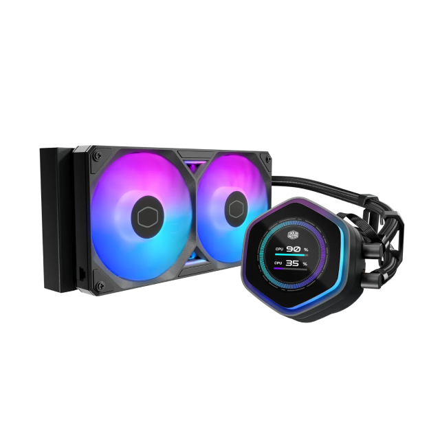 Enfriamiento Líquido Cooler Master MasterLiquid Atmos II LCD | 240 mm | 3100 RPM | 25 dBA | AM5 / AM4 | LGA 1851 / 1700 / 1200 / 1156 / 1155 / 1151 / 1150 | Pantalla LCD | ARGB | Negro | MLX-D24M-A25SZ-L1