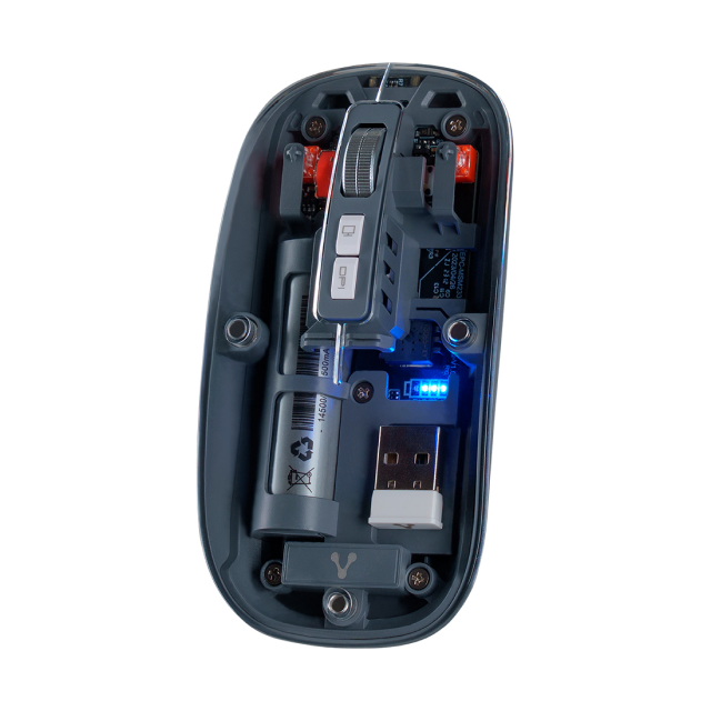 Mouse Inalámbrico Vorago MO-415 | USB 2.4G | Bluetooth | Clics Silenciosos | Batería recargable | USB C | 1600 DPI | MO-415