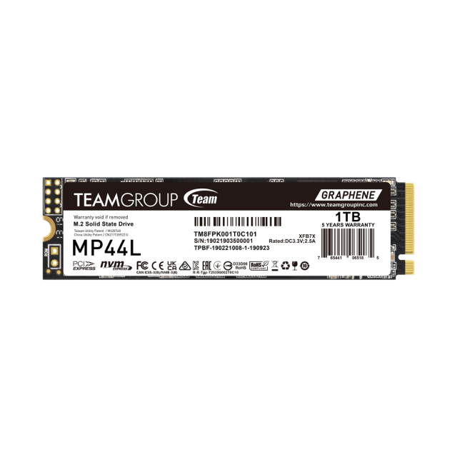 Unidad SSD TeamGroup MP44L | 1TB | NVMe M.2 |  5000 MB/s Lectura | 4500 MB/s Escritura | TM8FPK001T0C101