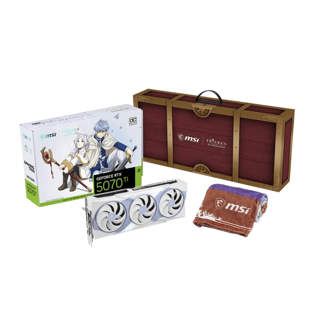 Bundle MSI Frieren Edition GeForce RTX 5070 Ti 16GB OC + Teclado, Mouse y Mousepad Gamer | GDDR7 | Edición Especial | Blanco