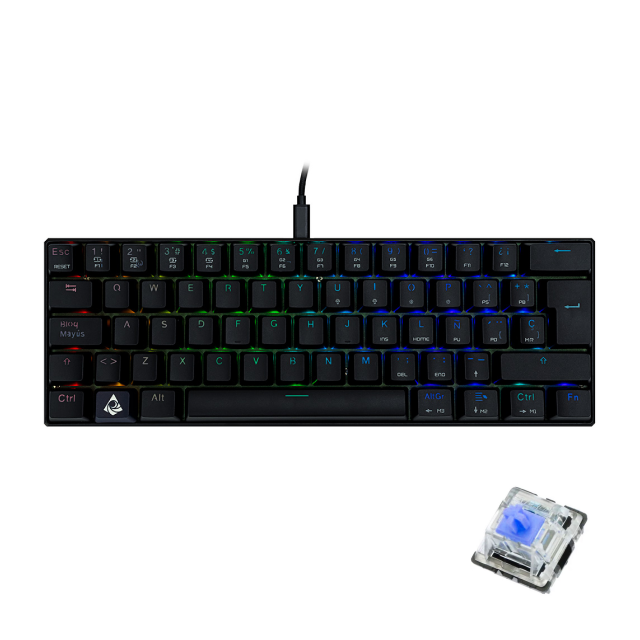 Teclado Alámbrico Mecánico Munfrost Dark Moon | 60% / 60 Teclas | Switches Gateron Blue | ARGB | Español | MFKDMA1B