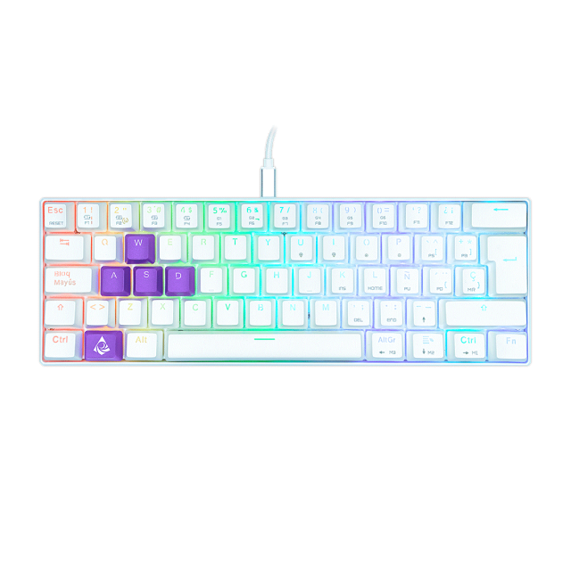 Teclado Alámbrico Mecánico Munfrost Light Moon | 60% / 60 Teclas | Switches Gateron Red | ARGB | Español | Color Blanco | MFKLMR1W