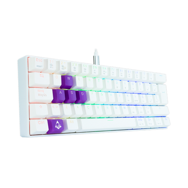 Teclado Alámbrico Mecánico Munfrost Light Moon | 60% / 60 Teclas | Switches Gateron Blue | ARGB | Español | Color Blanco | MFKLMA1W