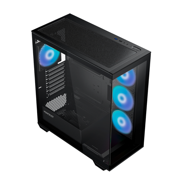 Gabinete Munfrost Polaris Black | ATX / mATX / ITX | 4 Ventiladores ARGB incluidos | Cristal Templado | CGPOLARISBMFT