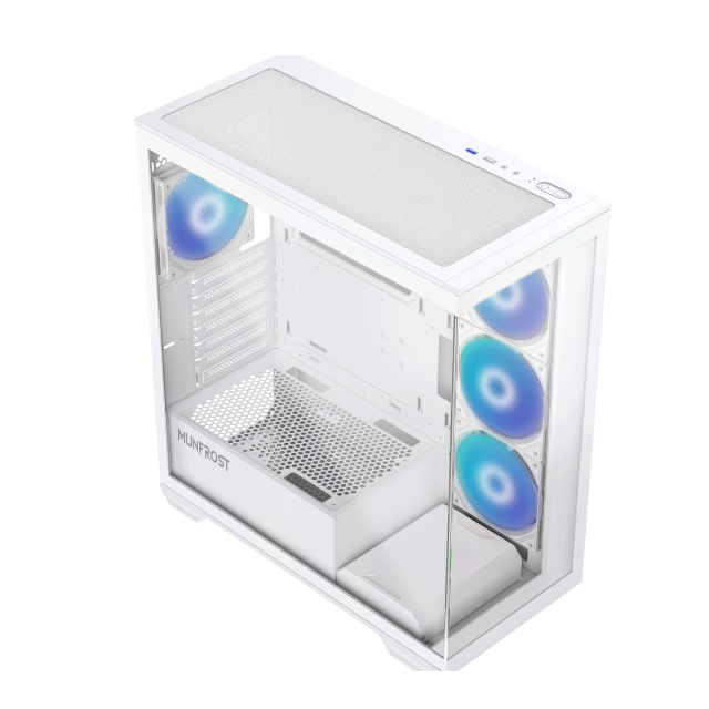 Gabinete Munfrost Polaris White | ATX / mATX / ITX | 4 Ventiladores ARGB incluidos | Cristal Templado | CGPOLARISWMFT