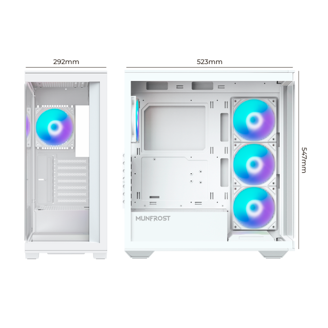 Gabinete Munfrost Polaris White | ATX / mATX / ITX | 4 Ventiladores ARGB incluidos | Cristal Templado | CGPOLARISWMFT