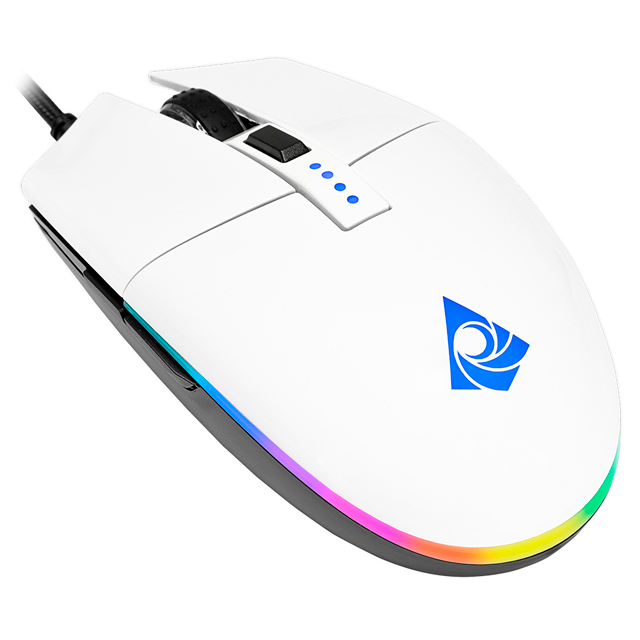 MOUSE GAMER MUNFROST TRITON WHITE GLOSSY ARGB USB SENSOR PIXART 3360 12000DPI 6 BOTONES