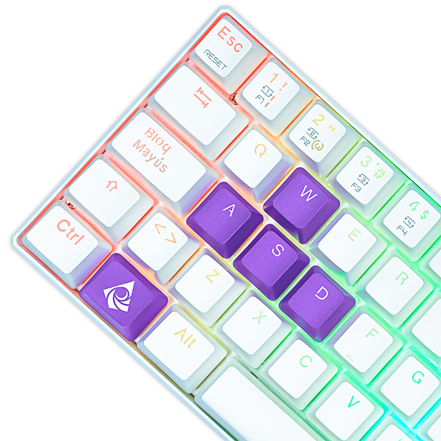 Teclado Gamer Munfrost Light Moon - Mecánico - Switch Gateron Rojo - 60% - Alámbrico - Español - Blanco - ARGB