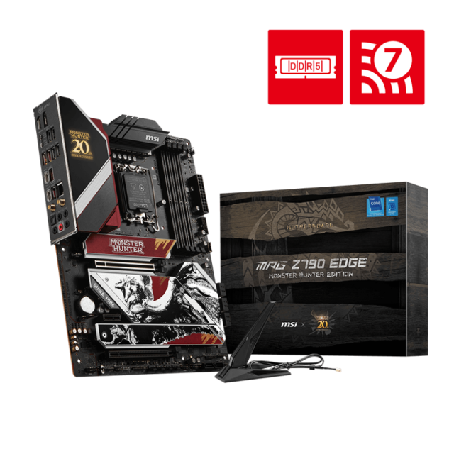 Bundle MSI Monster Hunter Edition | Tarjeta madre MSI MPG Z790 Edge MH | Enfriamiento MSI MAG CoreLiquid E360 MH | Gabinete MSI MPG Gungnir 300 MH | GPU MSI RTX 4060 Ti 8GB MH | Control MSI Force GC30 MH