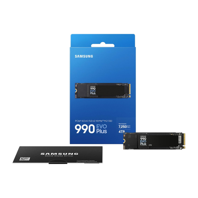 Unidad SSD Samsung 990 EVO Plus | 4TB | M.2 2280 | NVMe 2.0 | 4 x PCIe 4.0 / 2 x PCIe 5.0 | 7,250 MB/s Lectura | 6,300 MB/s Escritura | MZ-V9S4T0B/AM