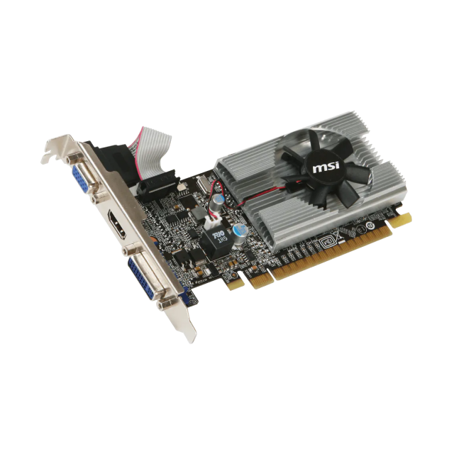 Tarjeta de Video MSI N210-MD1G/D3 | 1GB GDDR3 | PCIe 2.0 | 64 Bits | 1 x HDMI / 1 x D-Sub (VGA) / 1 x DVI | Low Profile | N210-MD1G/D3