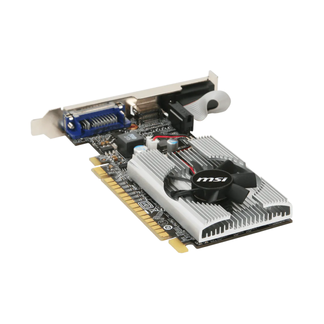 Tarjeta de Video MSI N210-MD1G/D3 | 1GB GDDR3 | PCIe 2.0 | 64 Bits | 1 x HDMI / 1 x D-Sub (VGA) / 1 x DVI | Low Profile | N210-MD1G/D3