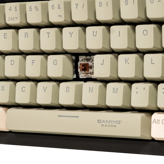 Teclado Mecánico Naceb Silver Fang | 75% | Switch Café | Tres Modos de Conexión | Inalámbrico 2.4Ghz / Bluetooth 5.0 / Cable USB-A | RGB | Negro / Verde | Español | NA-0969